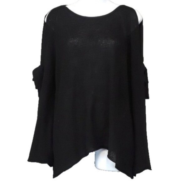 Zara Sweaters - Zara Knit Womens Pullover Sweater Medium Black Cold Shoulder Asymmetric BOHO